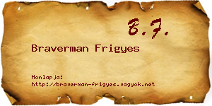 Braverman Frigyes névjegykártya